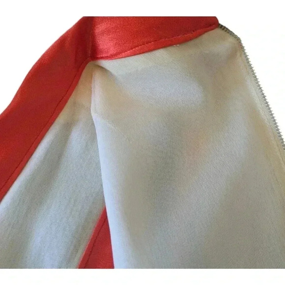 Vintage Satin Ivory Orange Navy Blue Tennis V Neck Sweater Vest Small Preppy - Picture 14 of 15